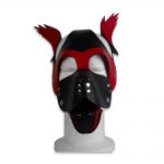 Cuir - Une production Rex - Tête de chien cuir, noir sur rouge - Face