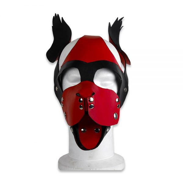 Cuir - Une production Rex - Tête de chien cuir, rouge sur noir - Face